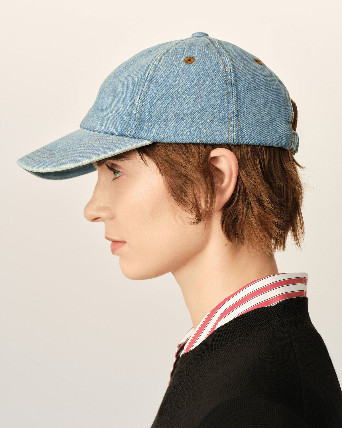 Blue denim cotton cap with Ami de Coeur - 11