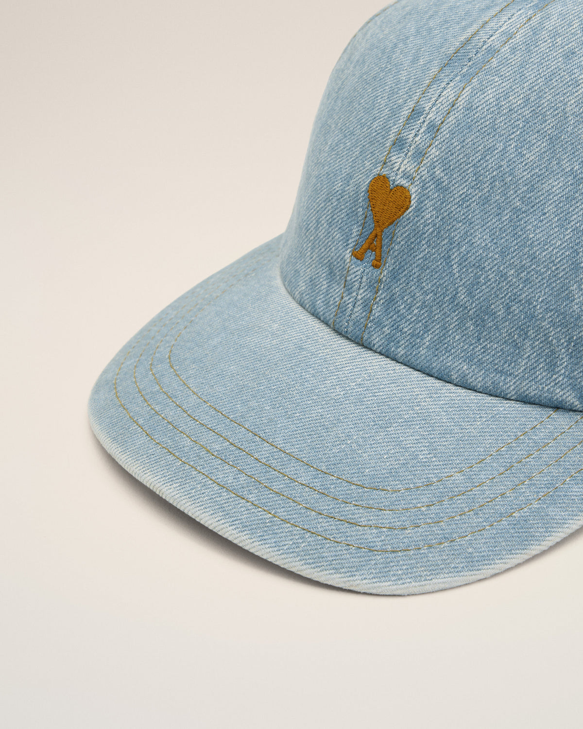 Blue denim cotton cap with Ami de Coeur - 3