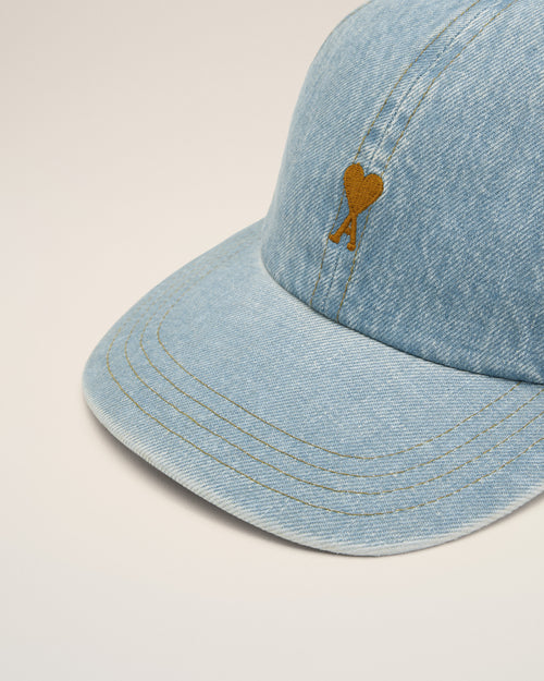 Blue denim cotton cap with Ami de Coeur - Man - 3 - AMI Paris - Ami Paris