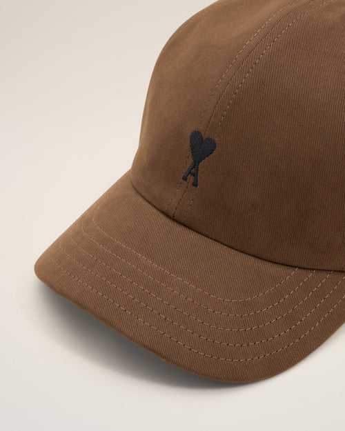Brown cotton cap with Ami de Coeur - Man - 3 - AMI Paris - Ami Paris