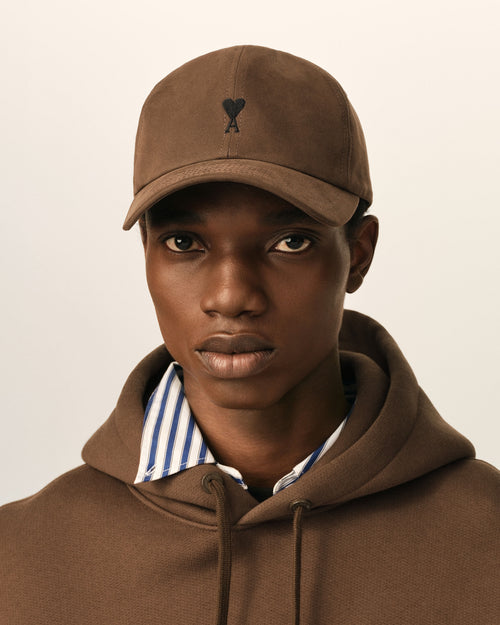 Brown cotton cap with Ami de Coeur - Man - 2 - AMI Paris - Ami Paris