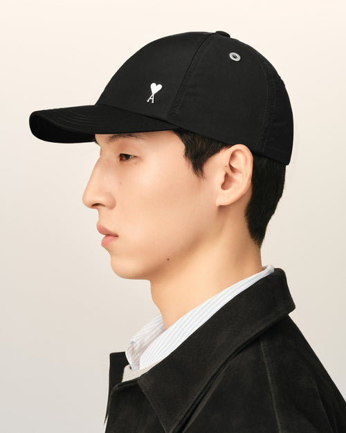 Cappellino in nylon e cotone nero con borchia Ami de Cœur - Uomo - 5 - AMI Paris - Ami Paris