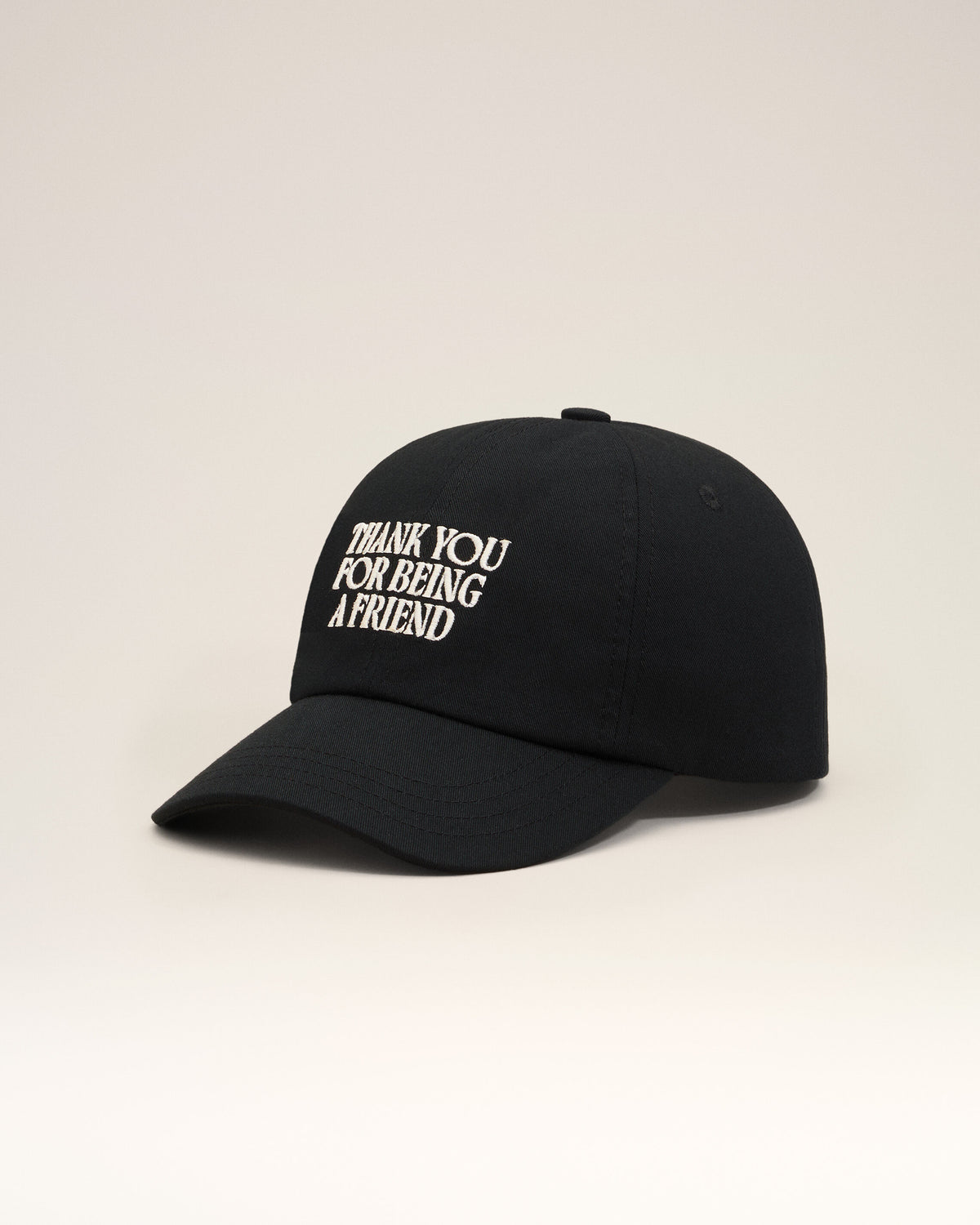 Black Cotton Thank You For Being A Friend Embroidery Cap - 1