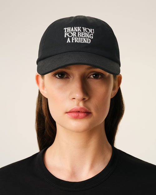                             Casquette Noire Broderie Thank You For Being A Friend en Coton - 3                         - Ami Paris