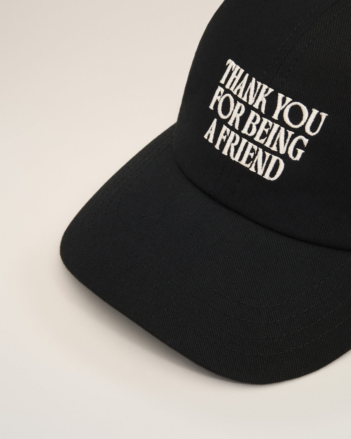 Black Cotton Thank You For Being A Friend Embroidery Cap - 9