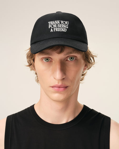 Casquette Noire Broderie Thank You For Being A Friend en Coton - 1 - Ami Paris