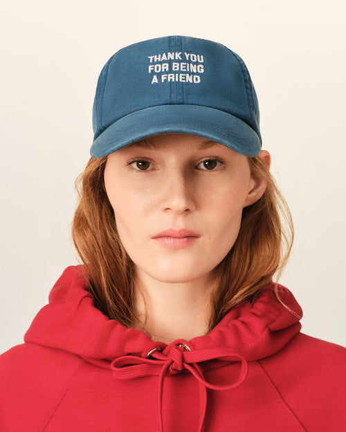                             Casquette bleue en coton "Thank you for being a friend" - 3                         - Ami Paris