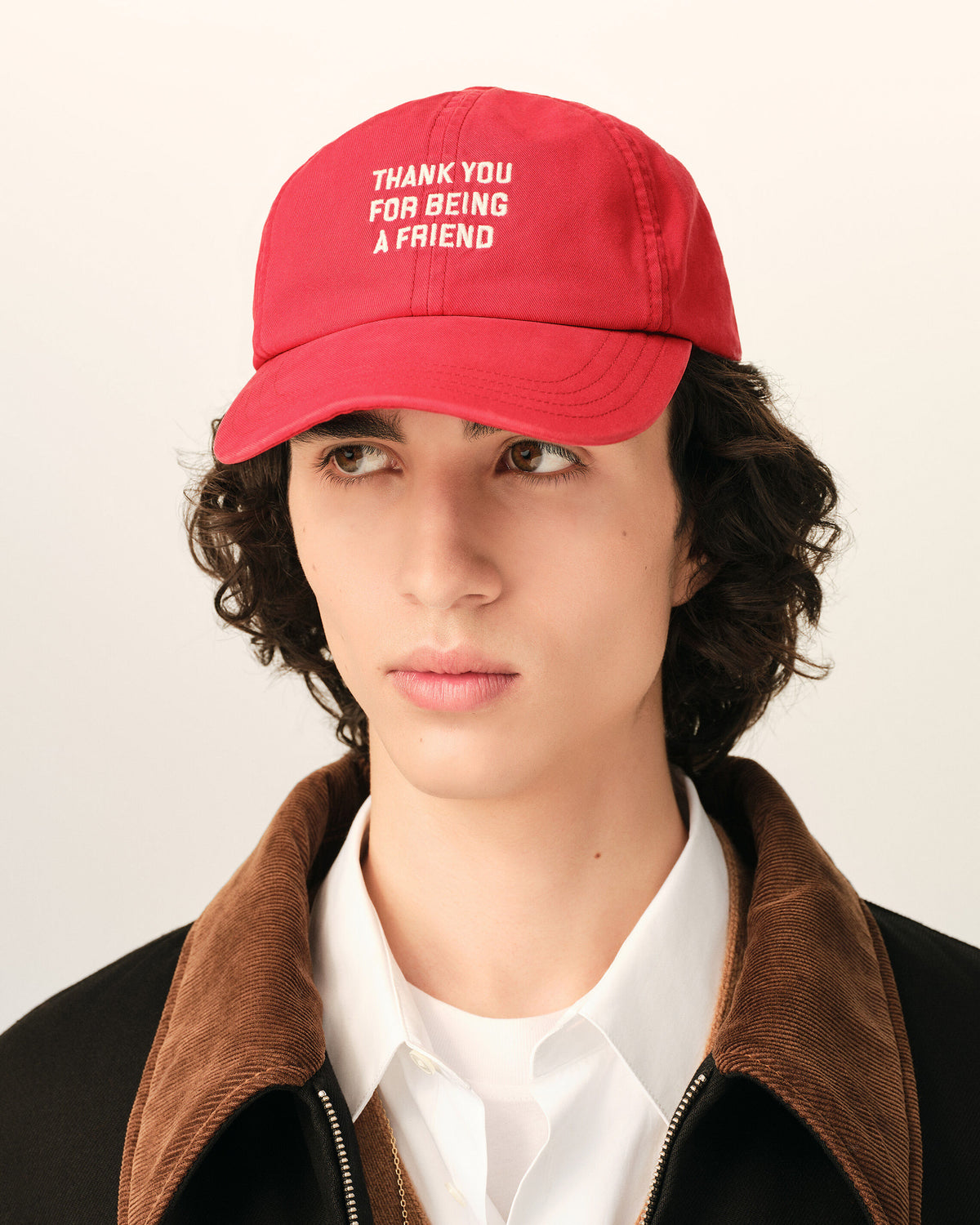 Red cotton "Thank you for being a friend" cap - 2