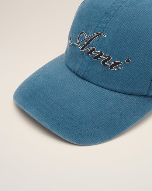 Blue cotton cap with Ami Paris embroidery - Woman - 10 - AMI Paris - Ami Paris