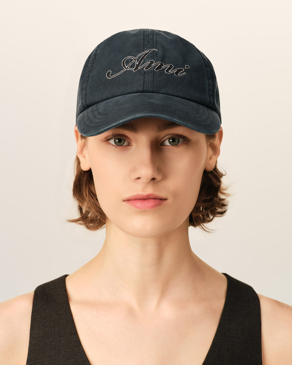 Casquette noire en coton broderie Ami Paris - 8