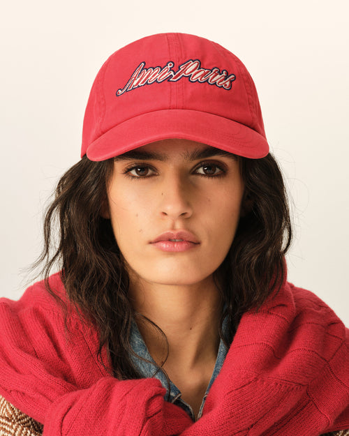 Red cotton cap with Ami Paris emboirery - 4 - Ami Paris