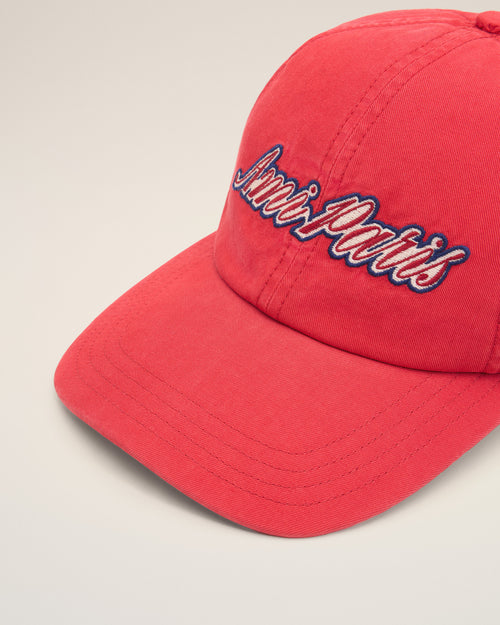 Red cotton cap with Ami Paris embroidery - Man - 3 - AMI Paris - Ami Paris