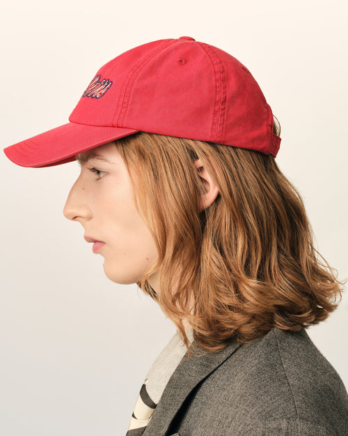 Red cotton cap with Ami Paris embroidery - Man - 5 - AMI Paris - Ami Paris