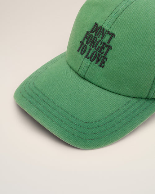 Green cotton "Don't forget to love" cap - Woman - 9 - AMI Paris - Ami Paris