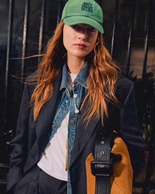 Green cotton "Don't forget to love" cap - Woman - 13 - AMI Paris - Ami Paris
