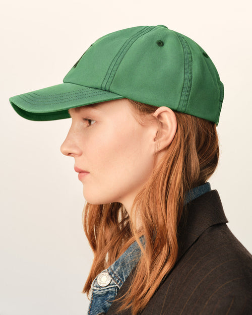 Green cotton "Don't forget to love" cap - Woman - 11 - AMI Paris - Ami Paris
