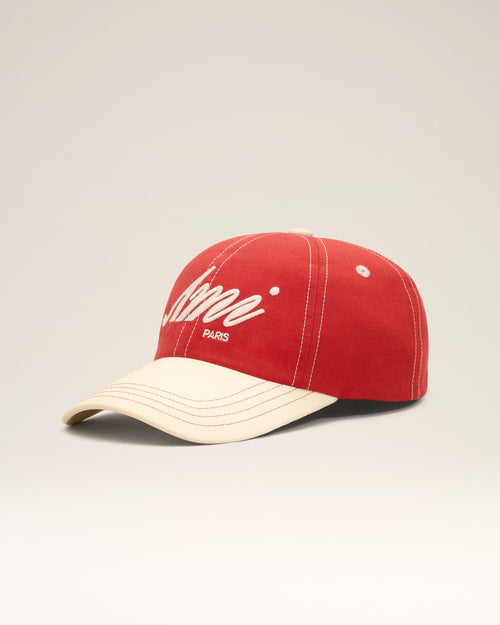                                Casquette rouge et blanche en coton broderie Ami Paris - 3                             - Ami Paris