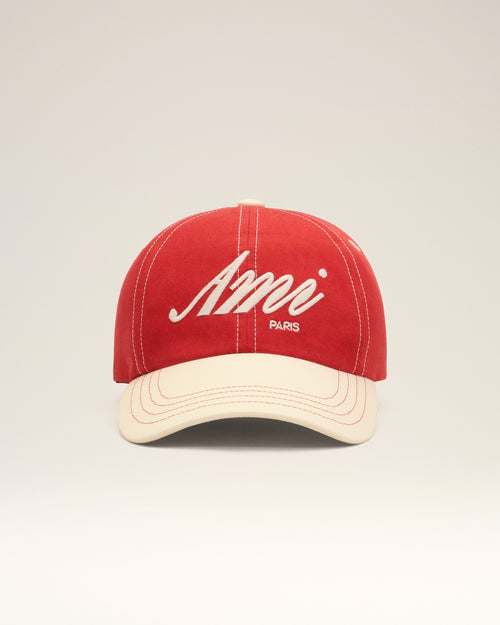 Red and White cotton cap with Ami Paris embroidery - Man - 4 - AMI Paris - Ami Paris