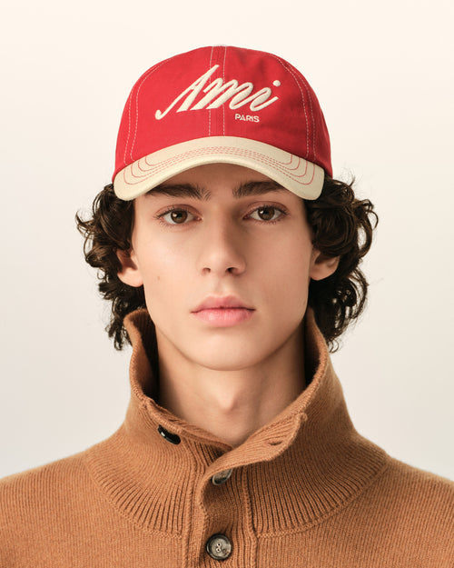 Casquette rouge et blanche en coton broderie Ami Paris - 2 - Ami Paris