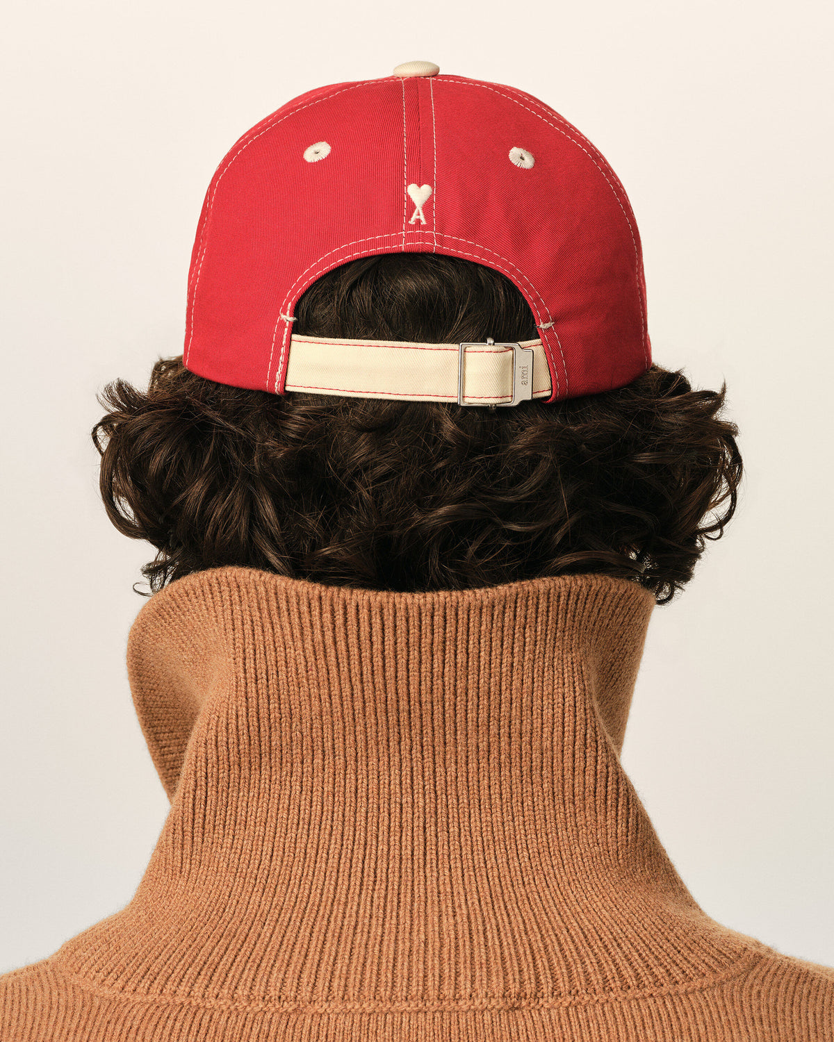 Red and White cotton cap with Ami Paris embroidery - 6