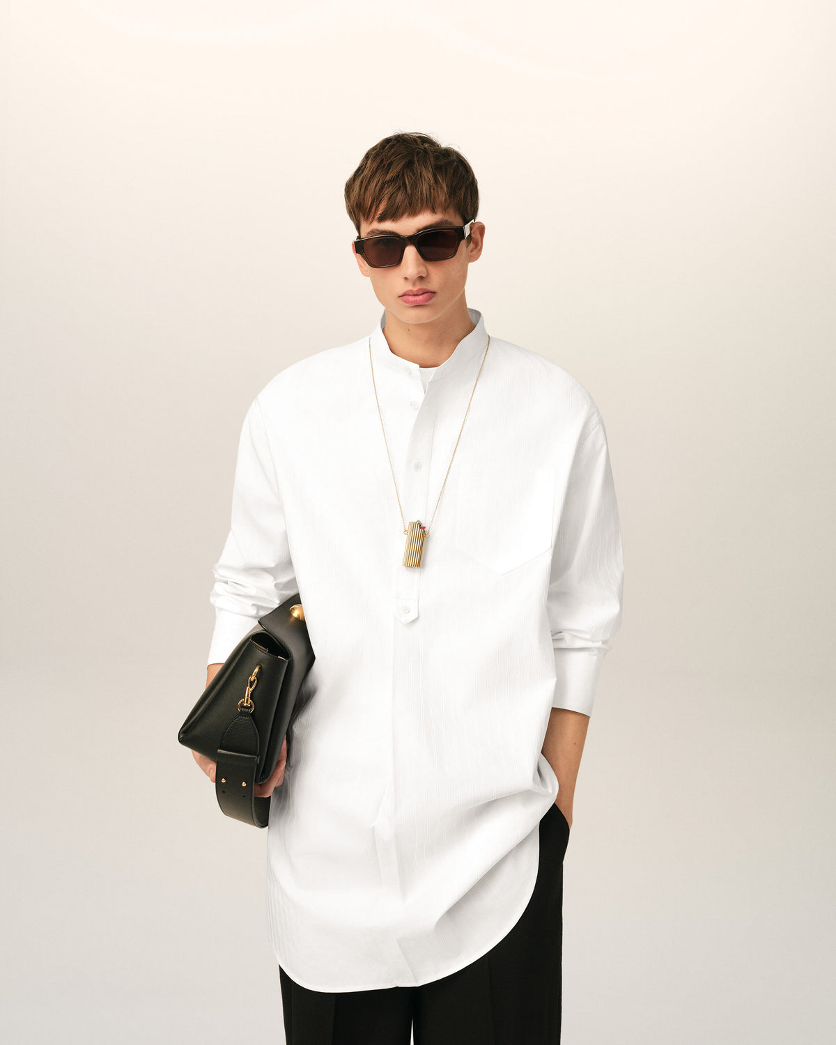 Cotton mao collar tunic dress - 3