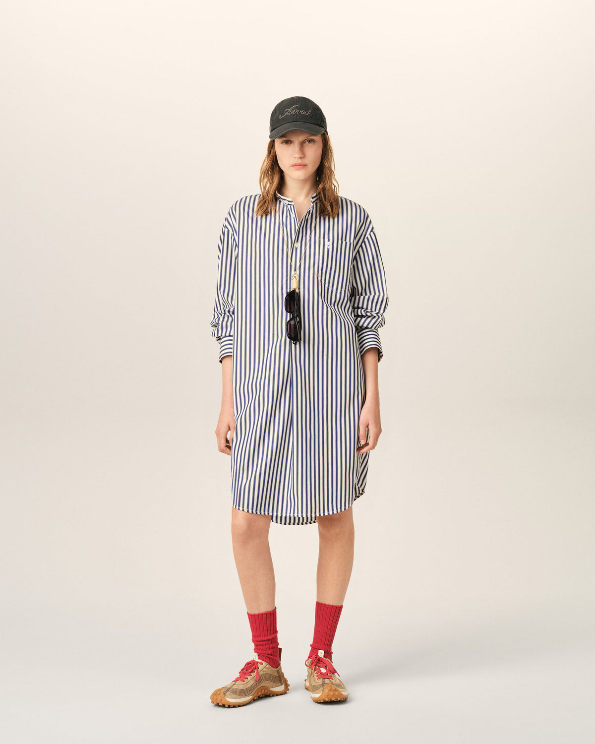 Cotton mao collar tunic dress - 8
