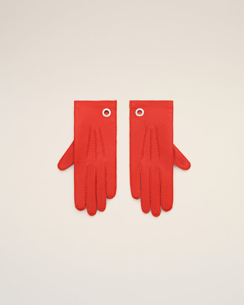 Red grained leather gloves - RED - Ami Paris