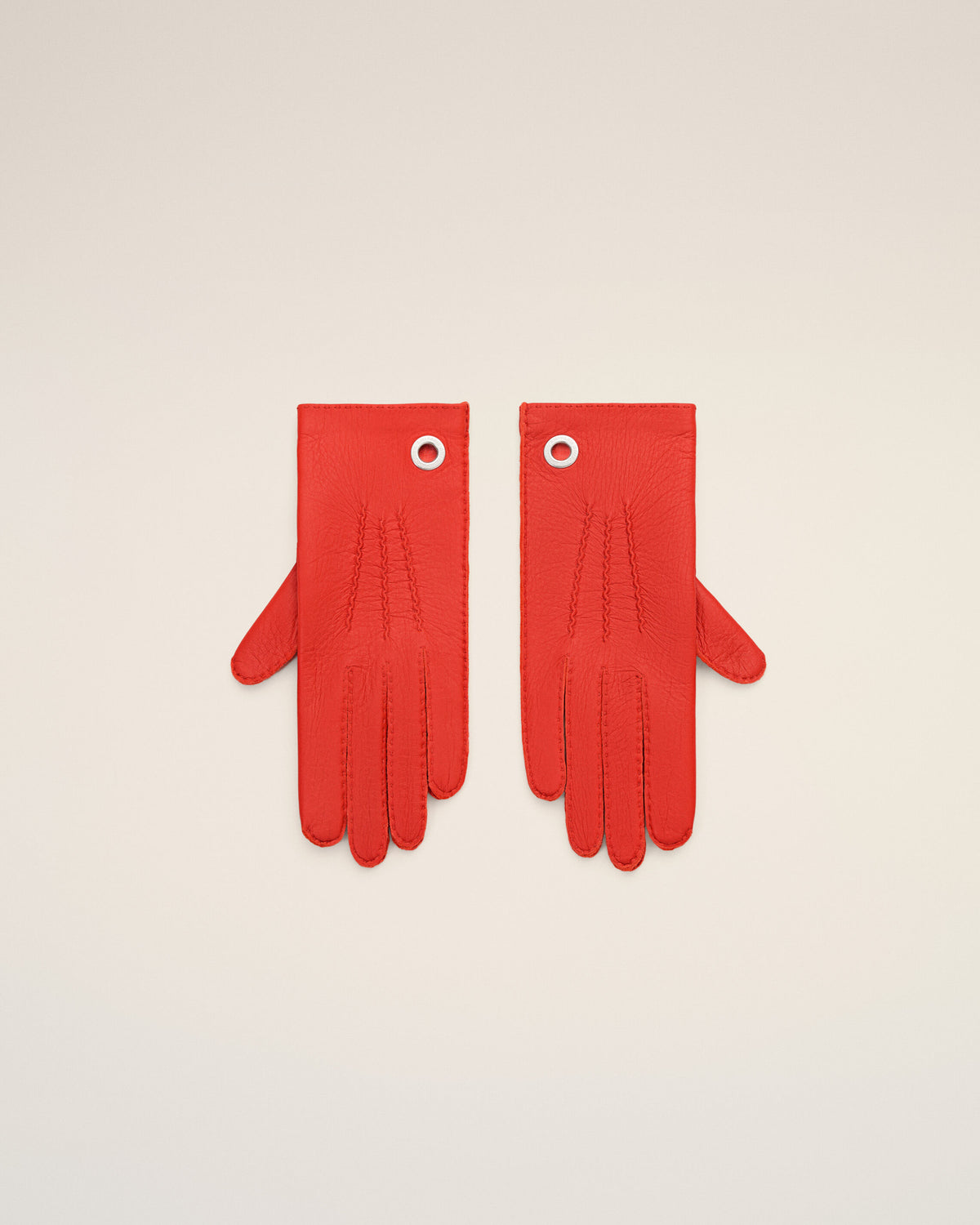 Gants rouges en cuir grainé - 4