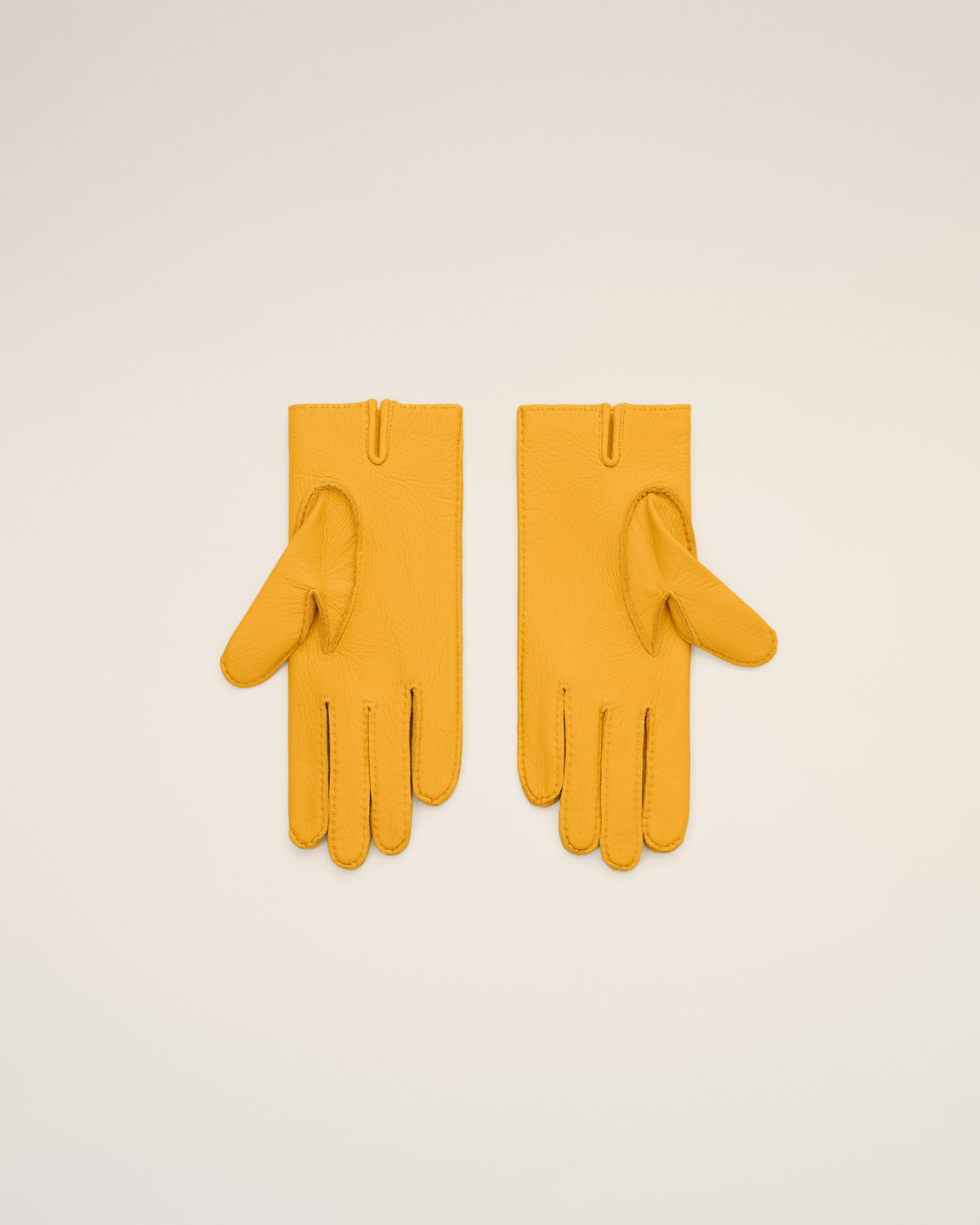 Guantes de cuero graneado amarillo - 5