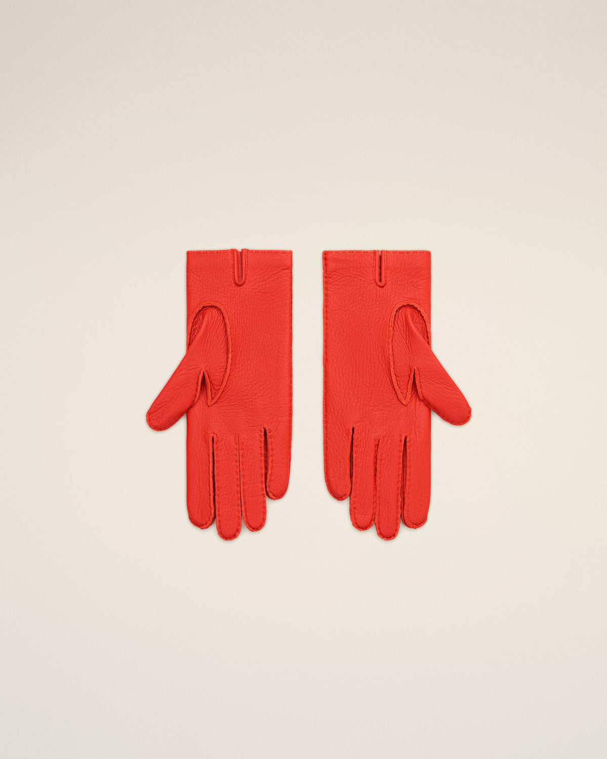 Gants rouges en cuir grainé - 5