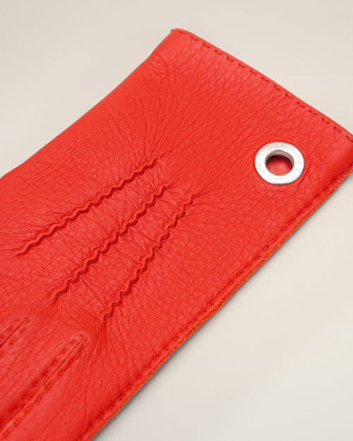 Gants rouges en cuir grainé - Homme - 3 - AMI Paris - Ami Paris