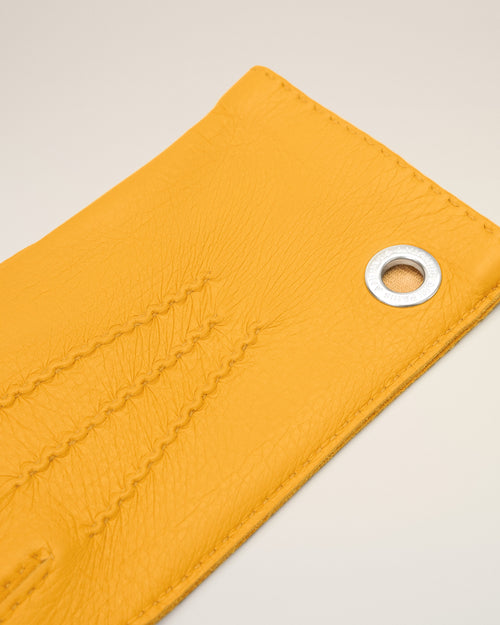 Guantes de cuero graneado amarillo - Mujer - 6 - AMI Paris - Ami Paris