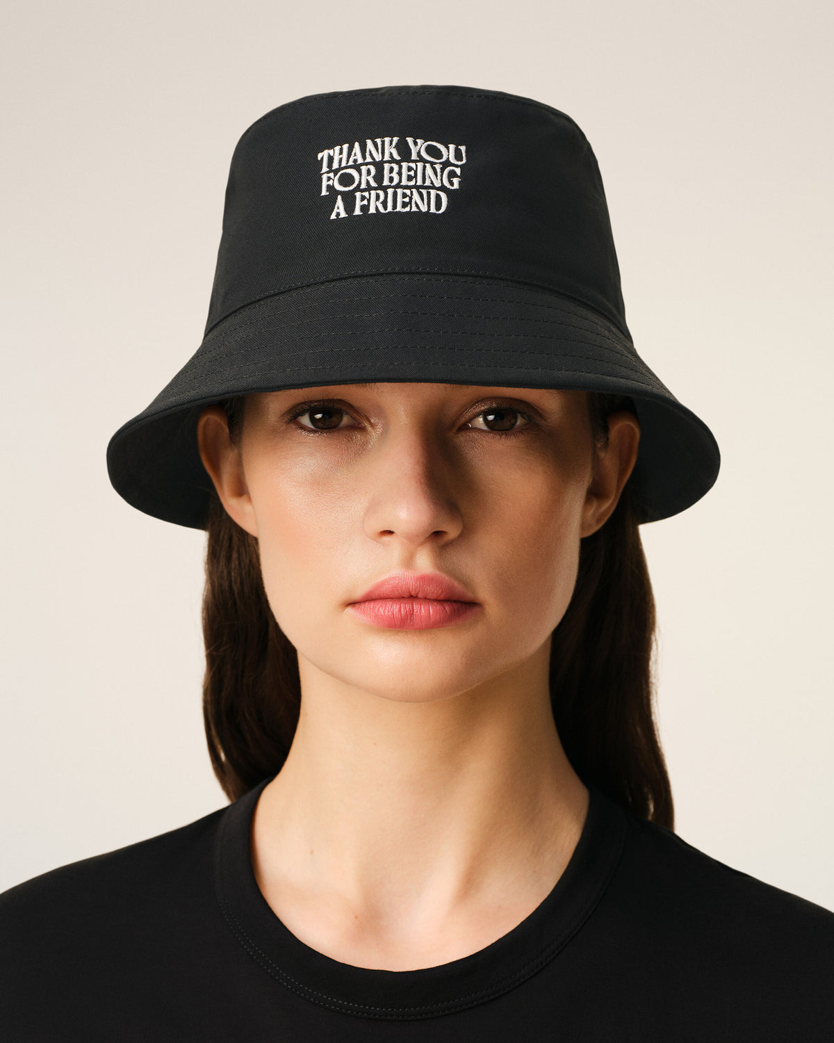 Black Cotton Thank You For Being A Friend Embroidery Hat - 8