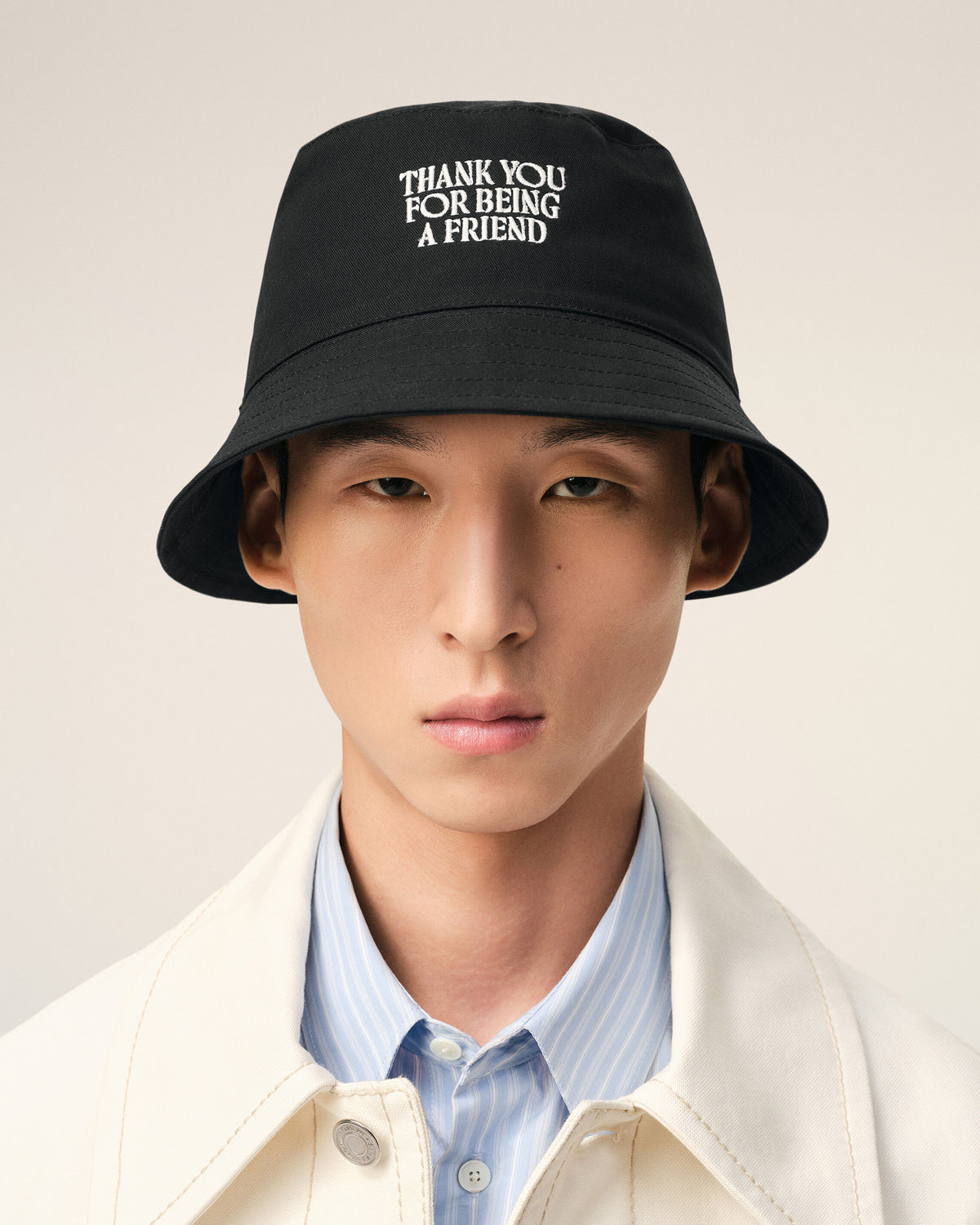 Black Cotton Thank You For Being A Friend Embroidery Hat - 2