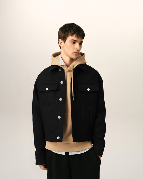 Black wool trucker jacket - Man - 3 - AMI Paris - Ami Paris