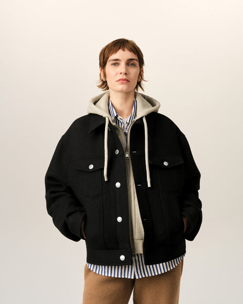 Black wool trucker jacket - Woman - 9 - AMI Paris - Ami Paris