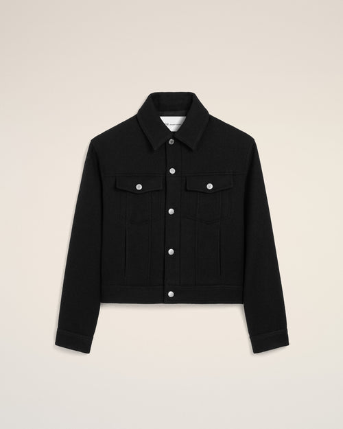 Black wool trucker jacket - Woman - 7 - AMI Paris - Ami Paris