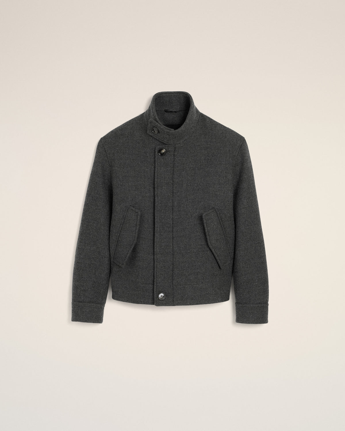 Gepolsterte Harrington Jacke aus grauer Wolle - 1