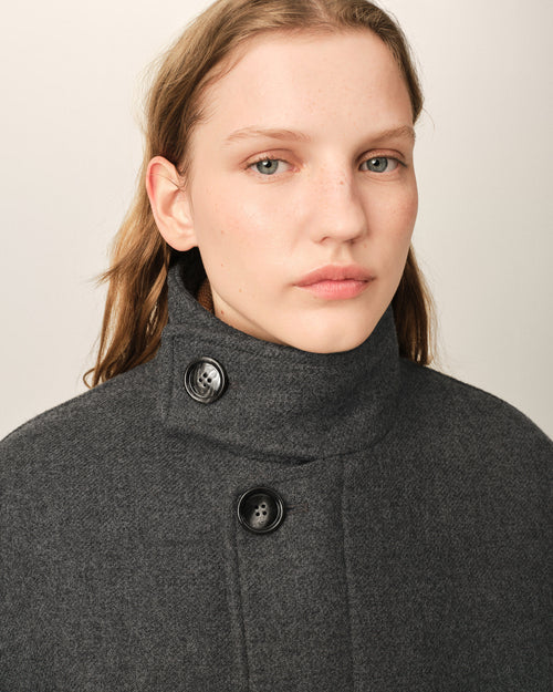 Gepolsterte Harrington Jacke aus grauer Wolle - Damen - 10 - AMI Paris - Ami Paris