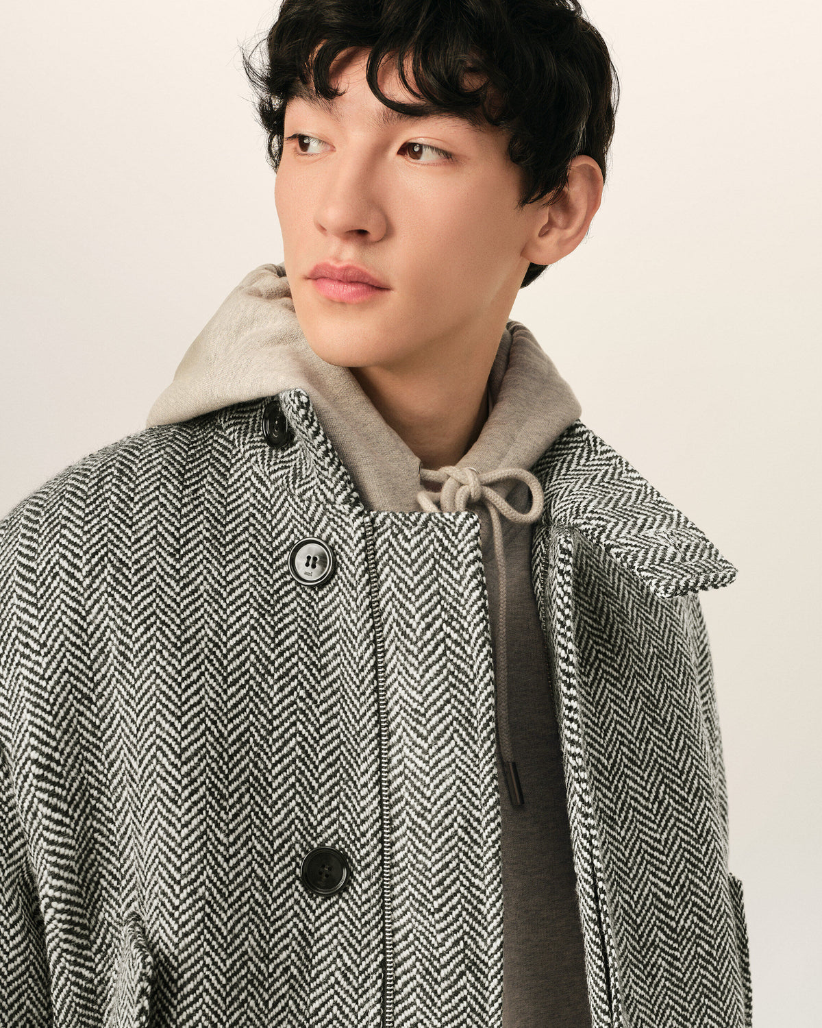 Black wool padded harrington jacket - 4