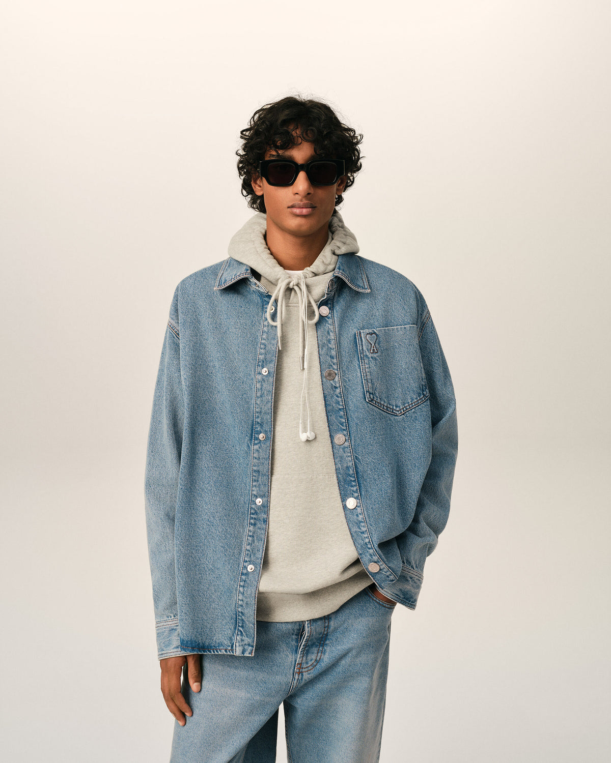 Sobrecamisa Ami de Cœur de algodón azul - 3