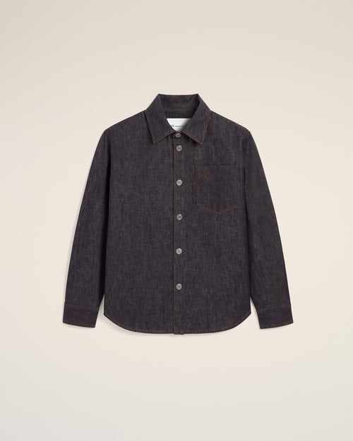 Blue cotton overshirt with Ami de Coeur - 1 - Ami Paris