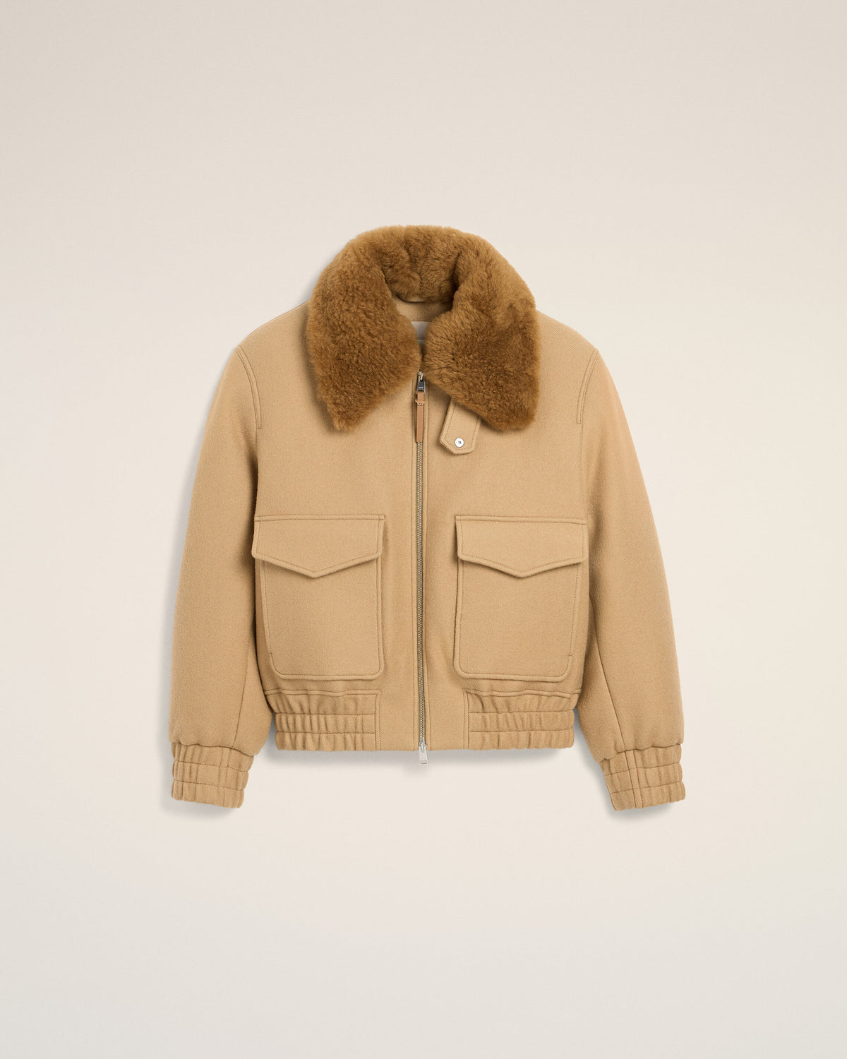 Beige wool padded jacket - 7