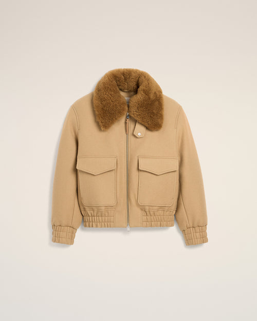 Beige wool padded jacket - Woman - 7 - AMI Paris - Ami Paris
