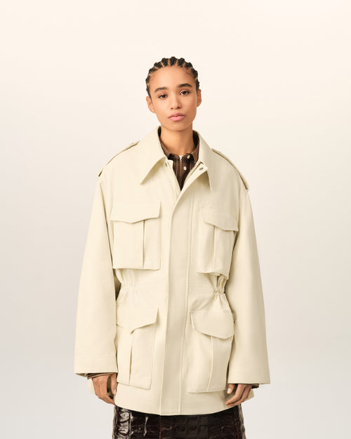 Parka Giacca utility in cotone bianco - Donna - 9 - AMI Paris - Ami Paris