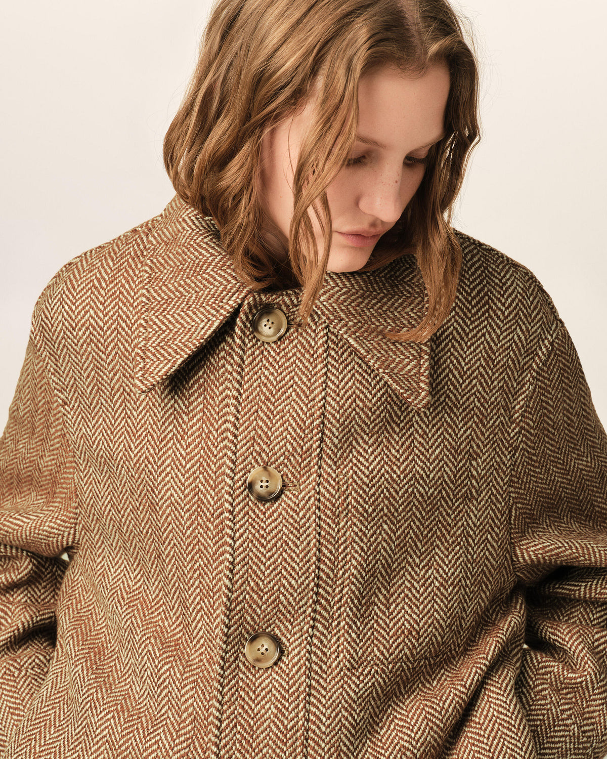 Brown wool button-down jacket - 10