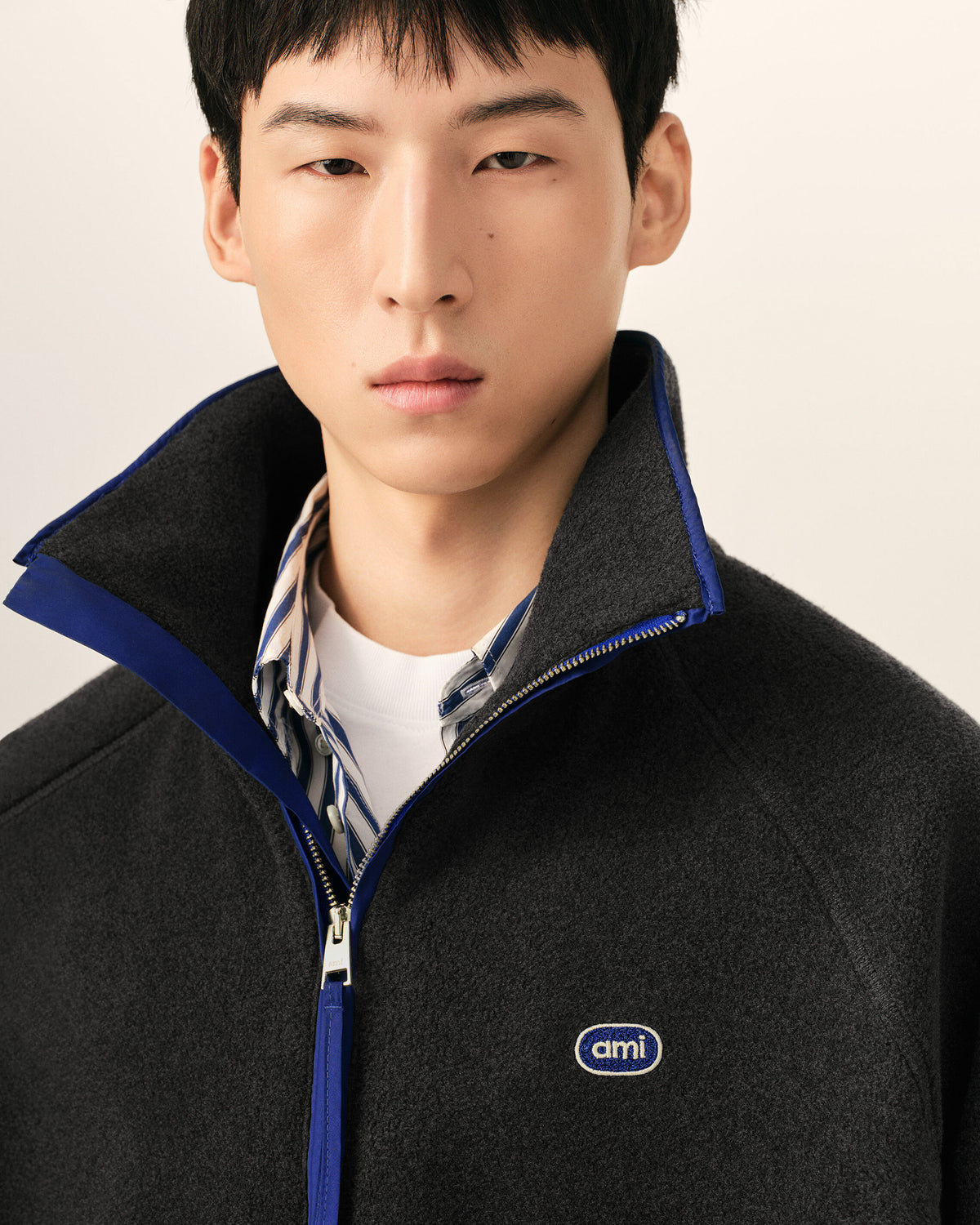 Grey fleece vareuse with Ami patch - 4