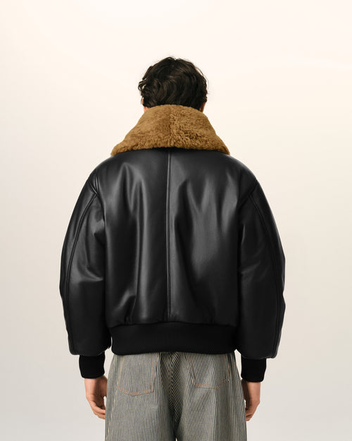 Giacca imbottita in pelle di agnello nera - Uomo - 5 - AMI Paris - Ami Paris