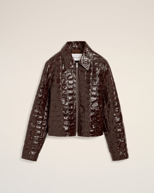 Crocodile embossed cowhide leather zipped jacket - Homme - 1 - AMI Paris - Ami Paris