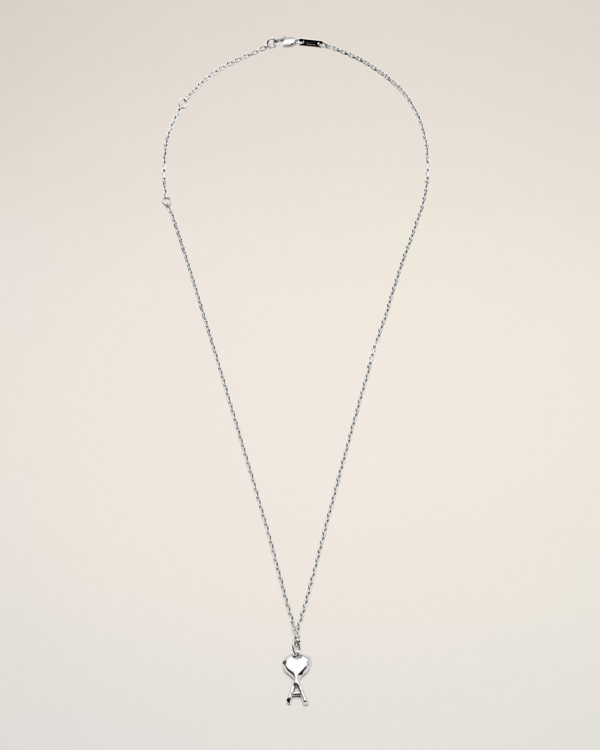 Silver brass necklace with hammered Ami de Coeur - 4